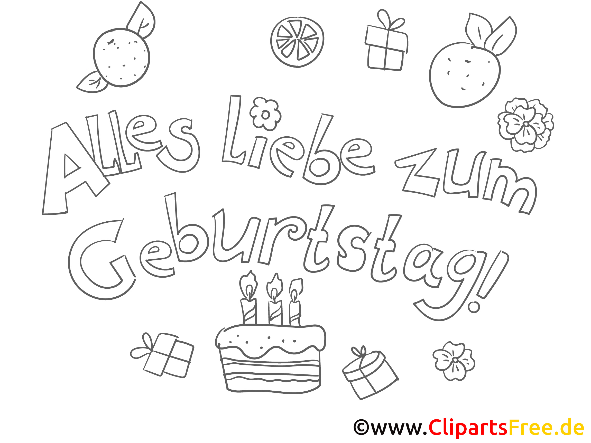 Kuchen Geburtstag Ausmalbild-Grusskarte