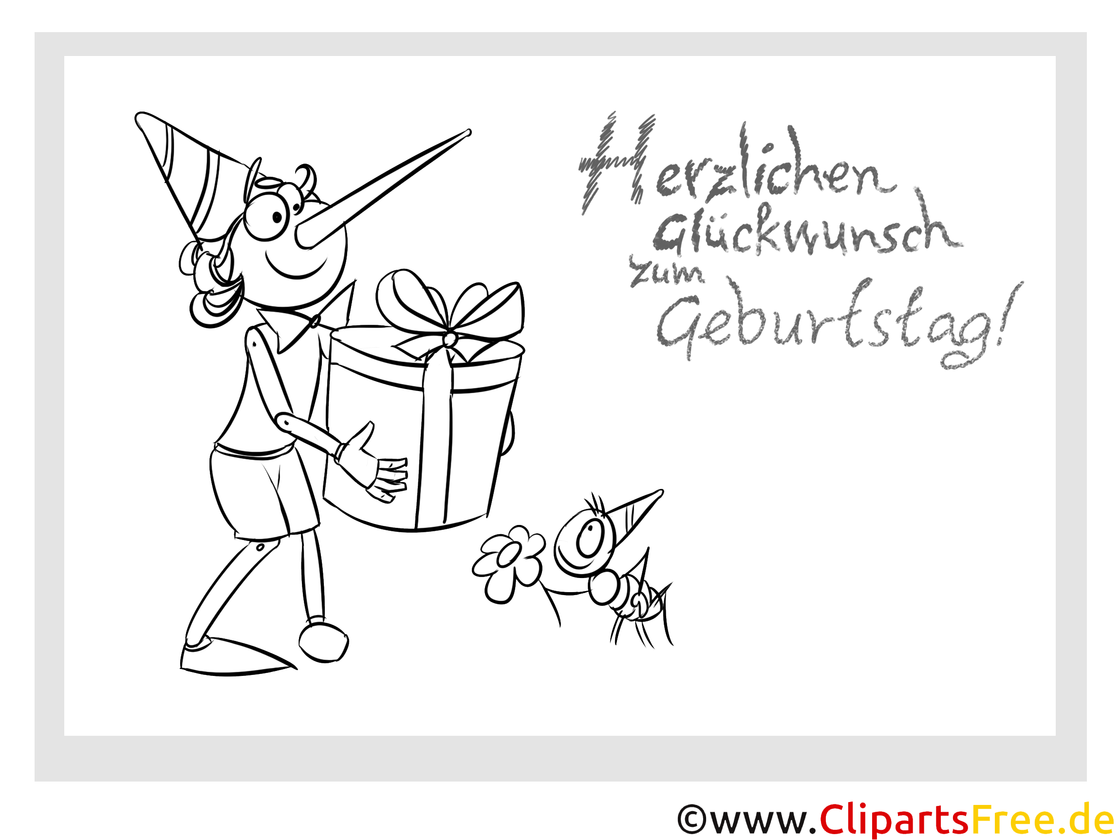 pinocchio geschenk vorlage zum ausmalen zum geburtstag