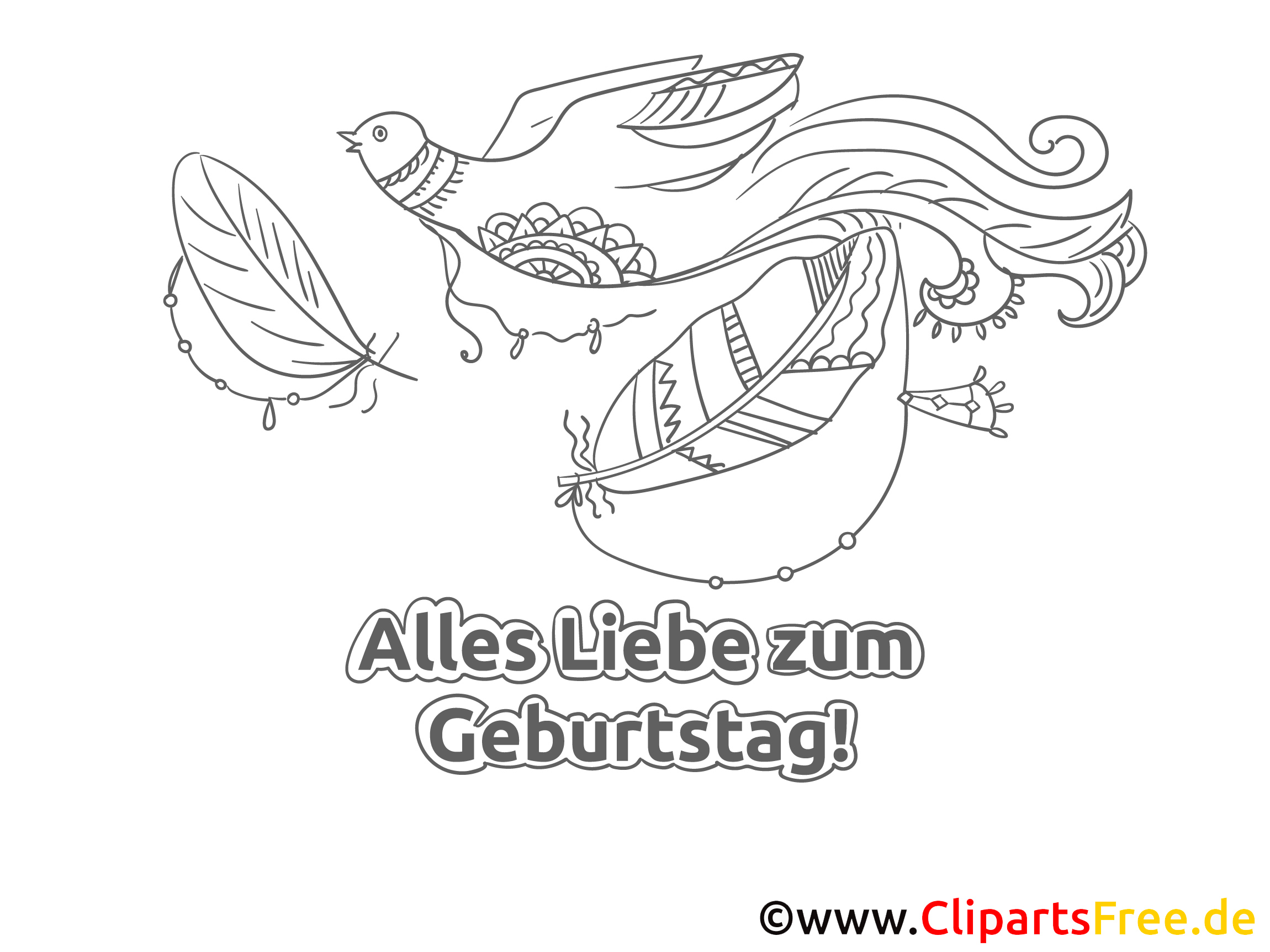 Vogel Ausmalbild - Geburtstag Bilder kostenlos