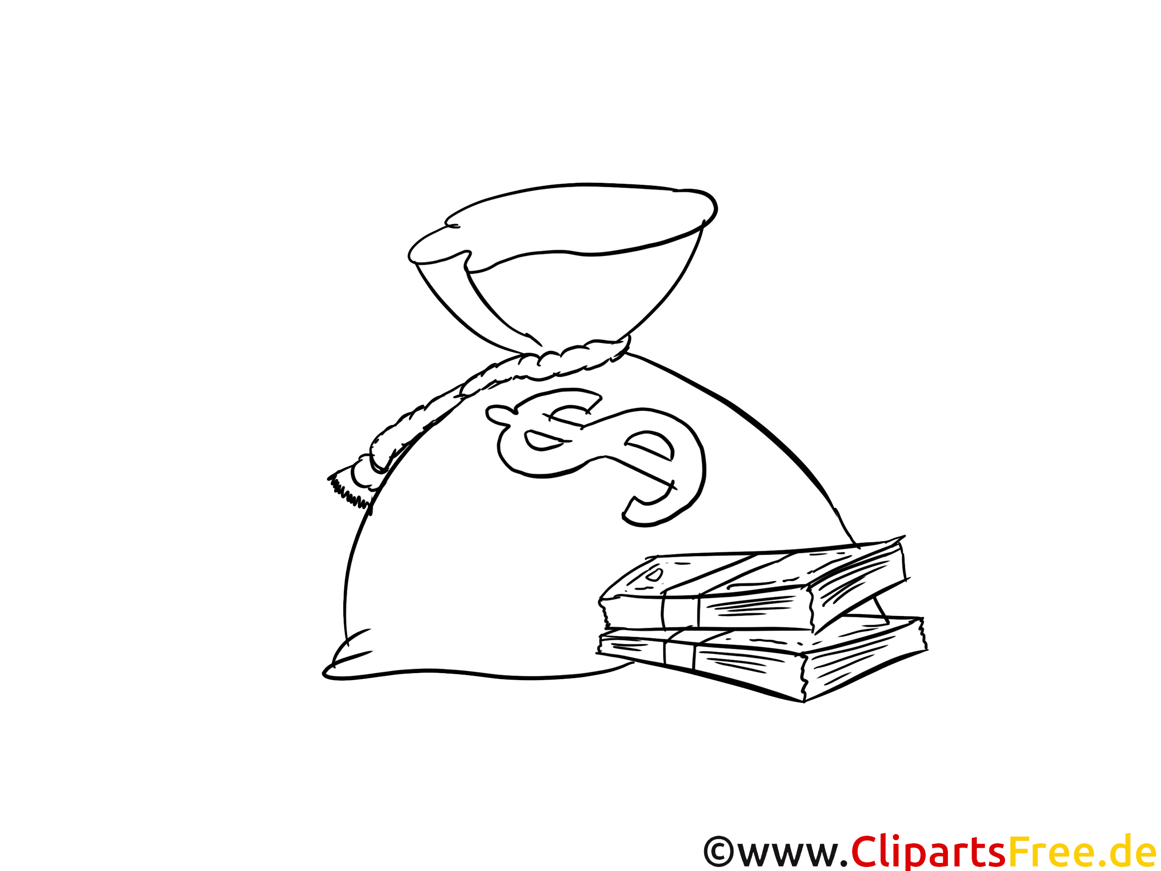 Geld-Sack Bild Malvorlage zum Drucken