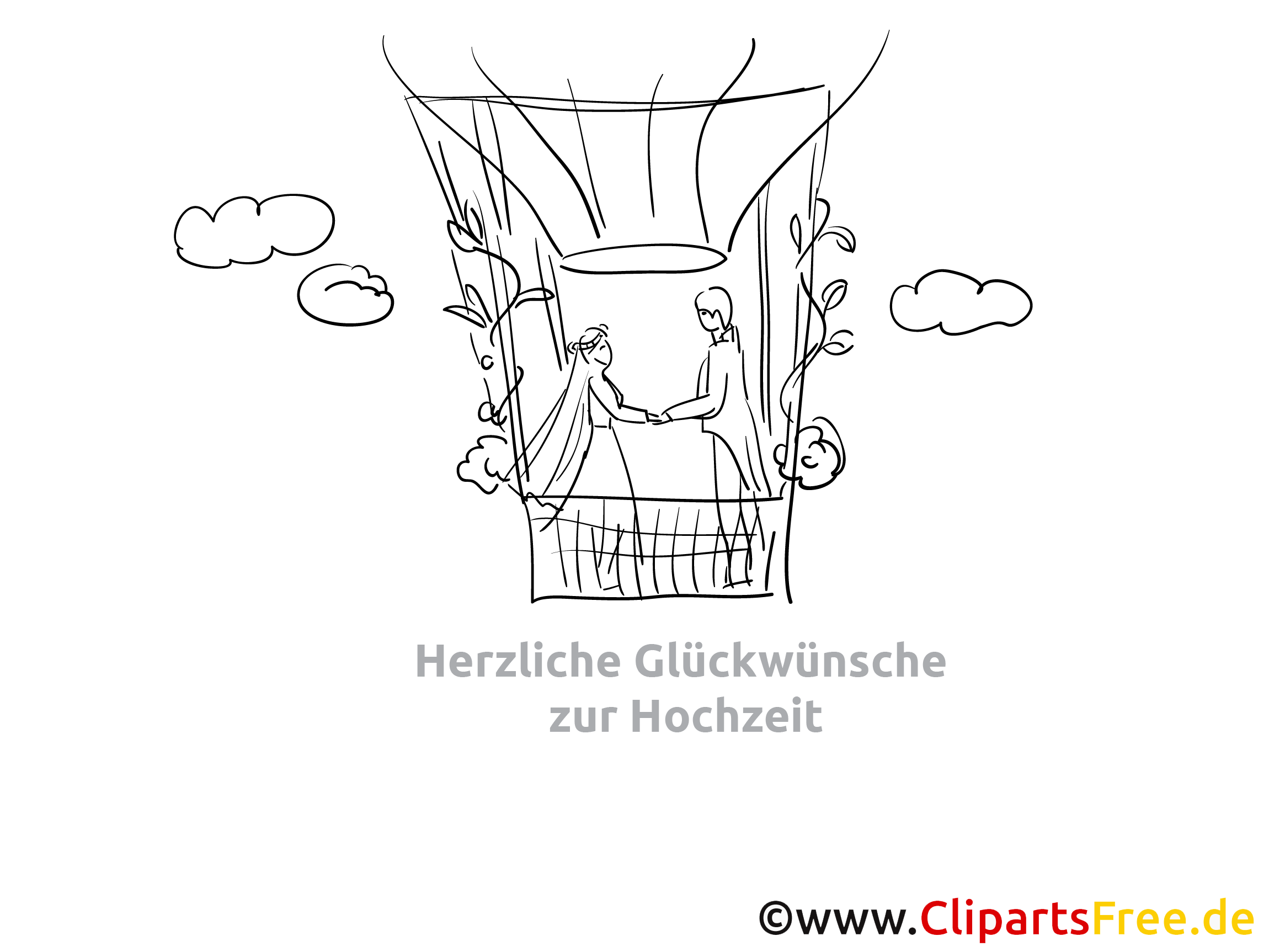 Heißluftballon, Brautpaar, Hochzeit Malvorlage