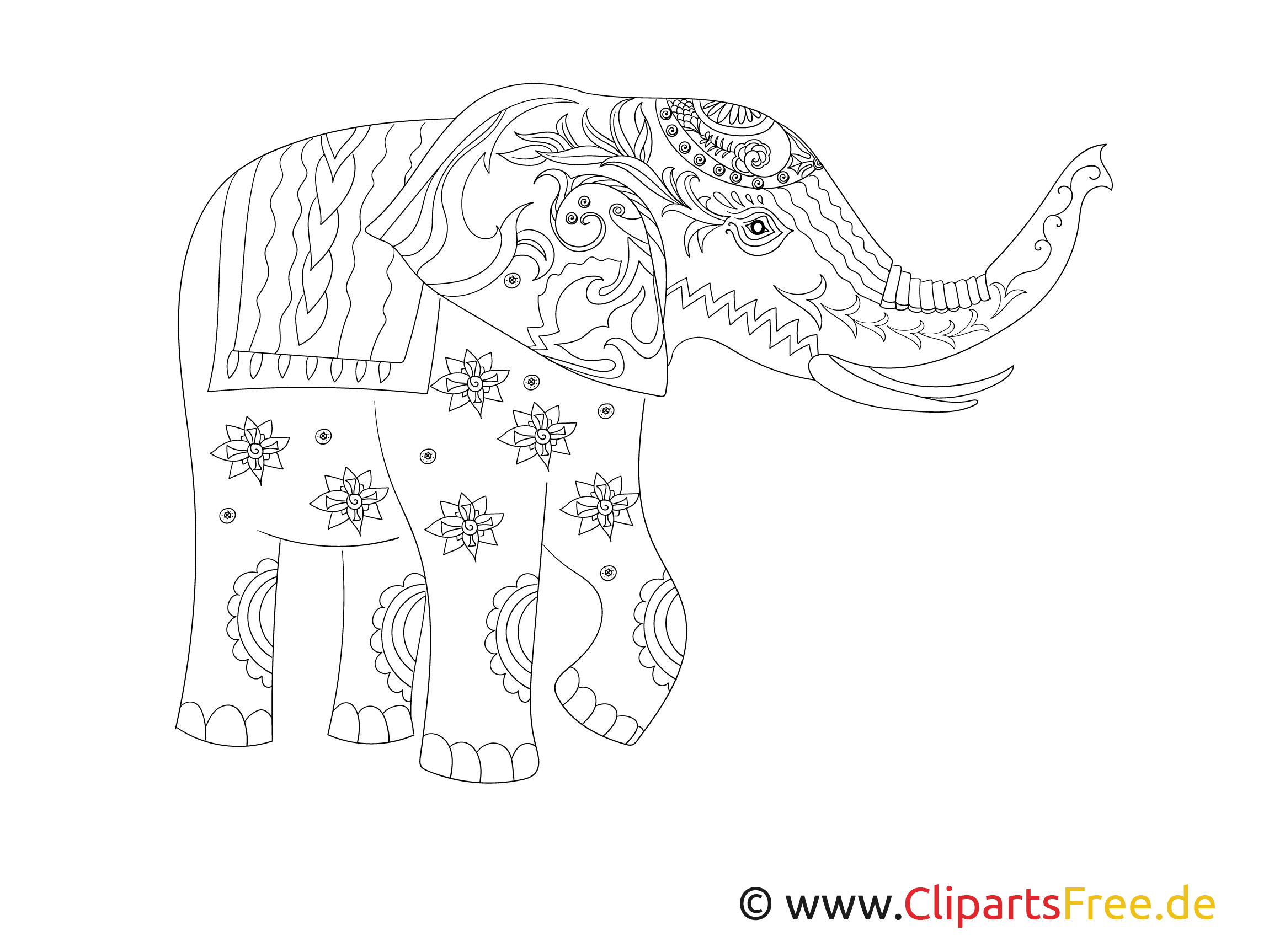 elefant ausmalbilfd kompliziert für erwachsene
