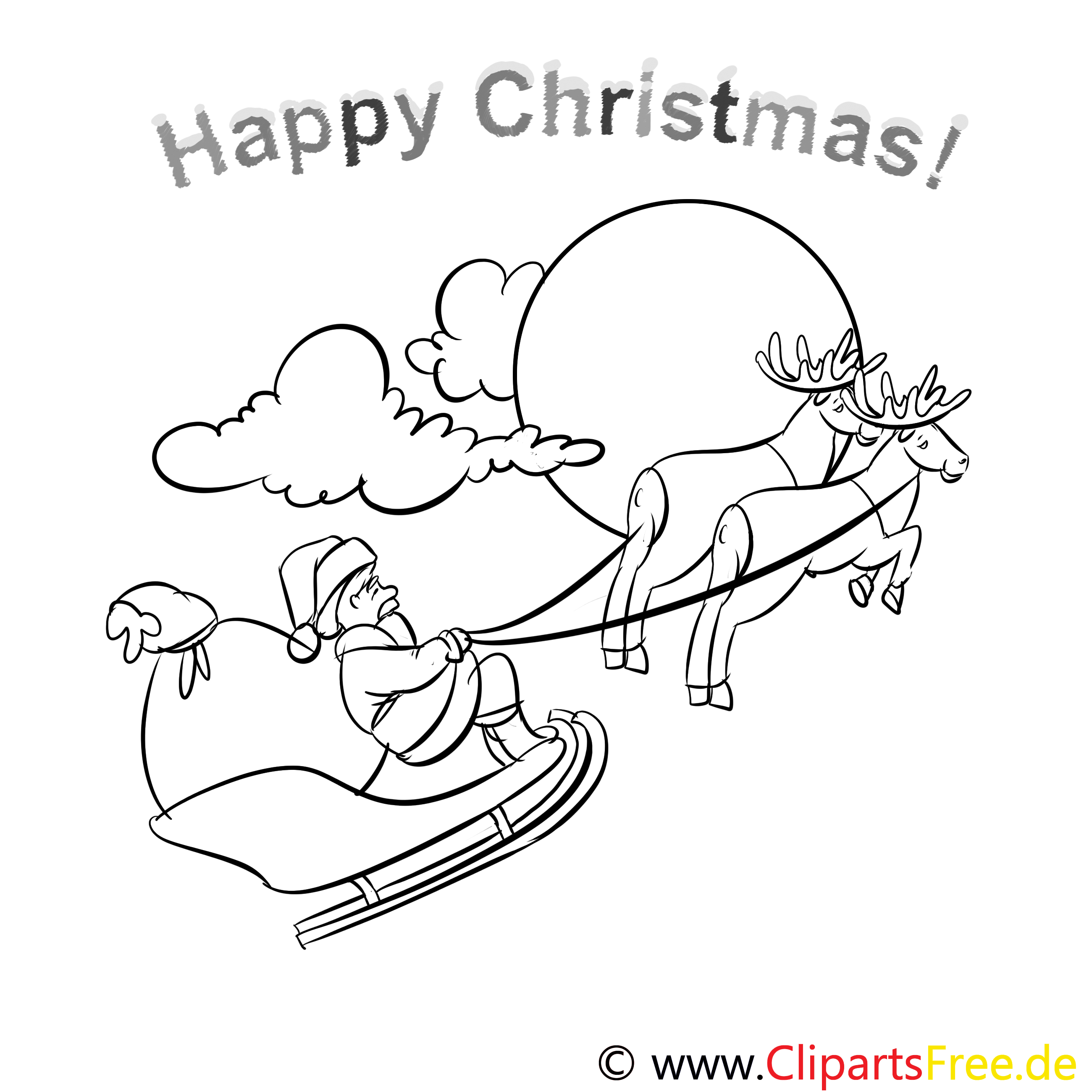 Hirsch Schlitten Merry Christmas Coloring Sheets, Malvorlagen