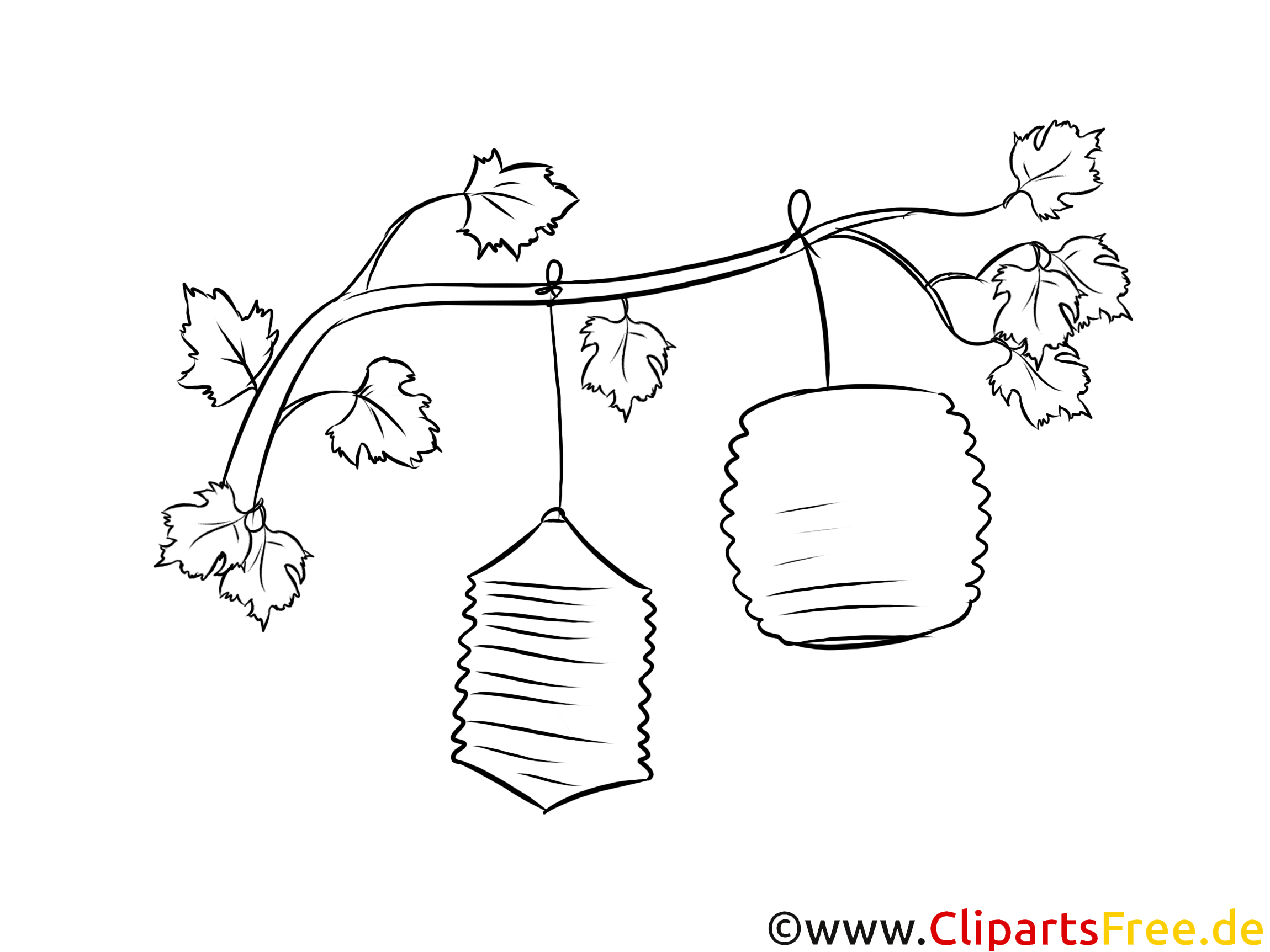 Coloriage Lanternes sur l'arbre à télécharger et imprimer