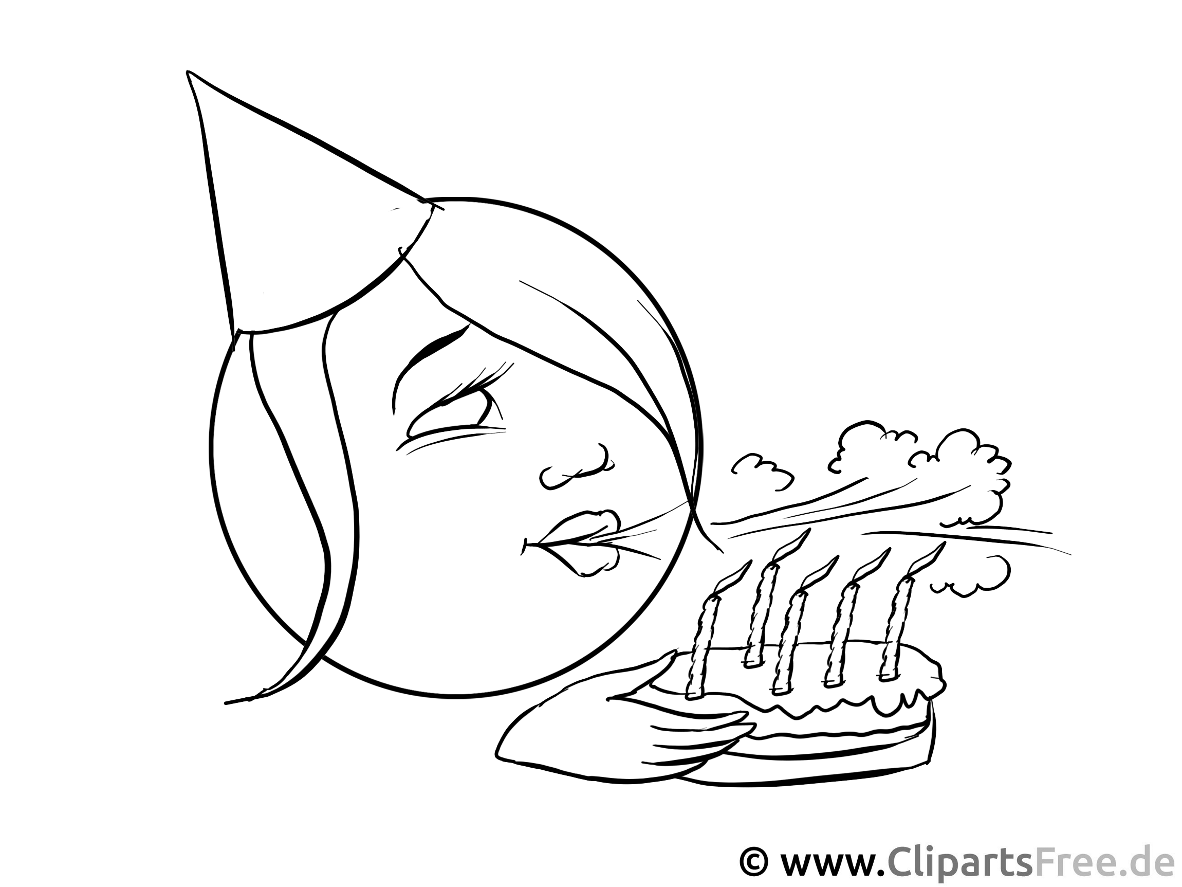 Geburtstag Smilie Bild zum Ausmalen