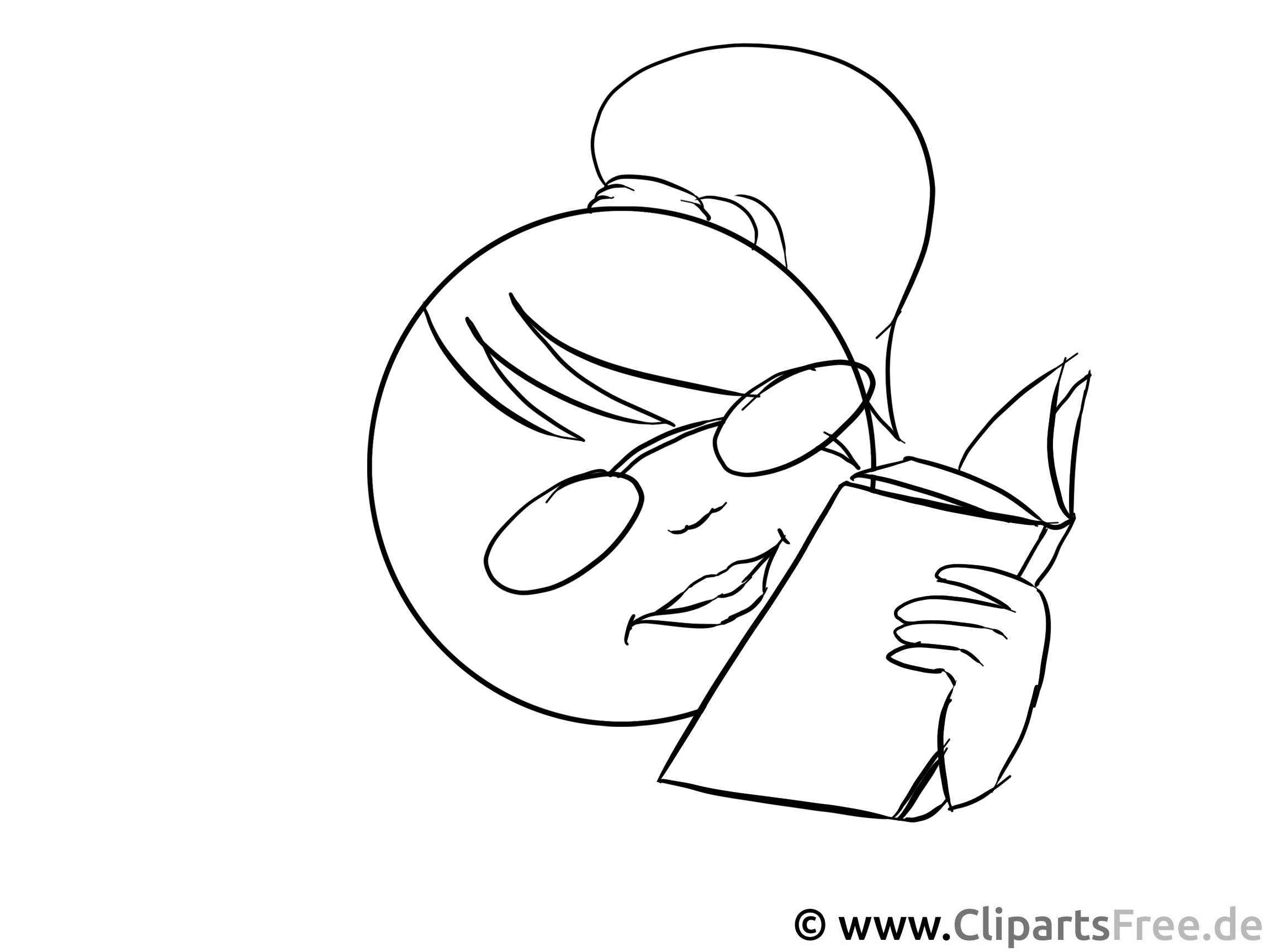 smiley liesst ein buch bild zum drucken