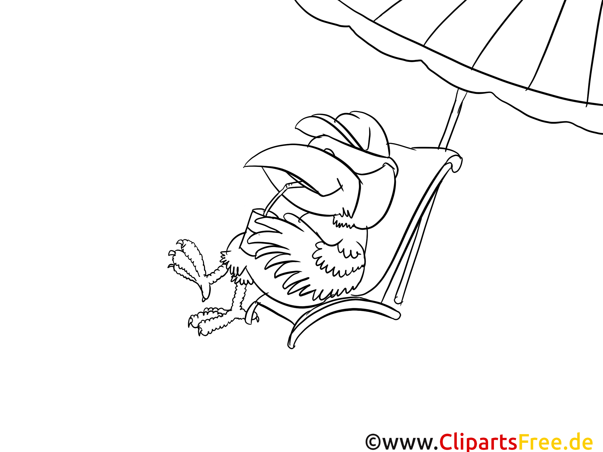 Rabe am Strand CartoonBild zum Ausmalen