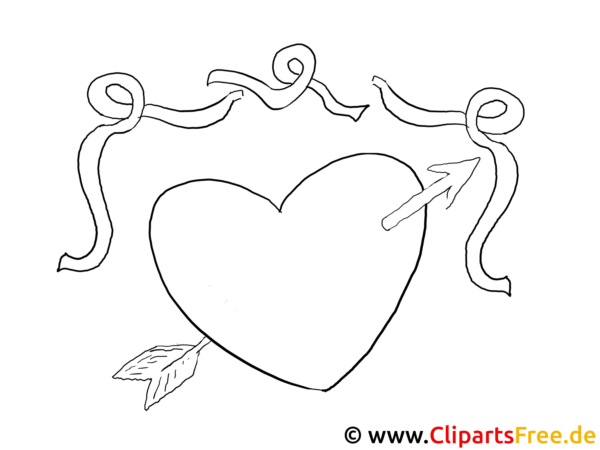 herz mit pfeil valentinstag ausmalbild