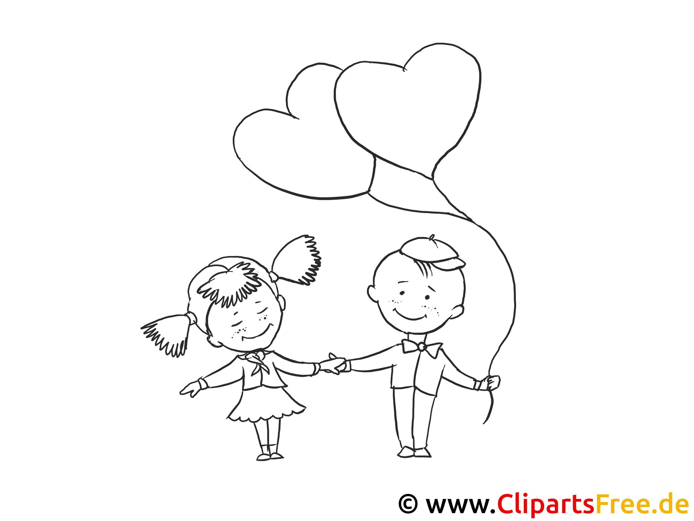 Kinder mit Luftballons Bilder zum Ausmalen