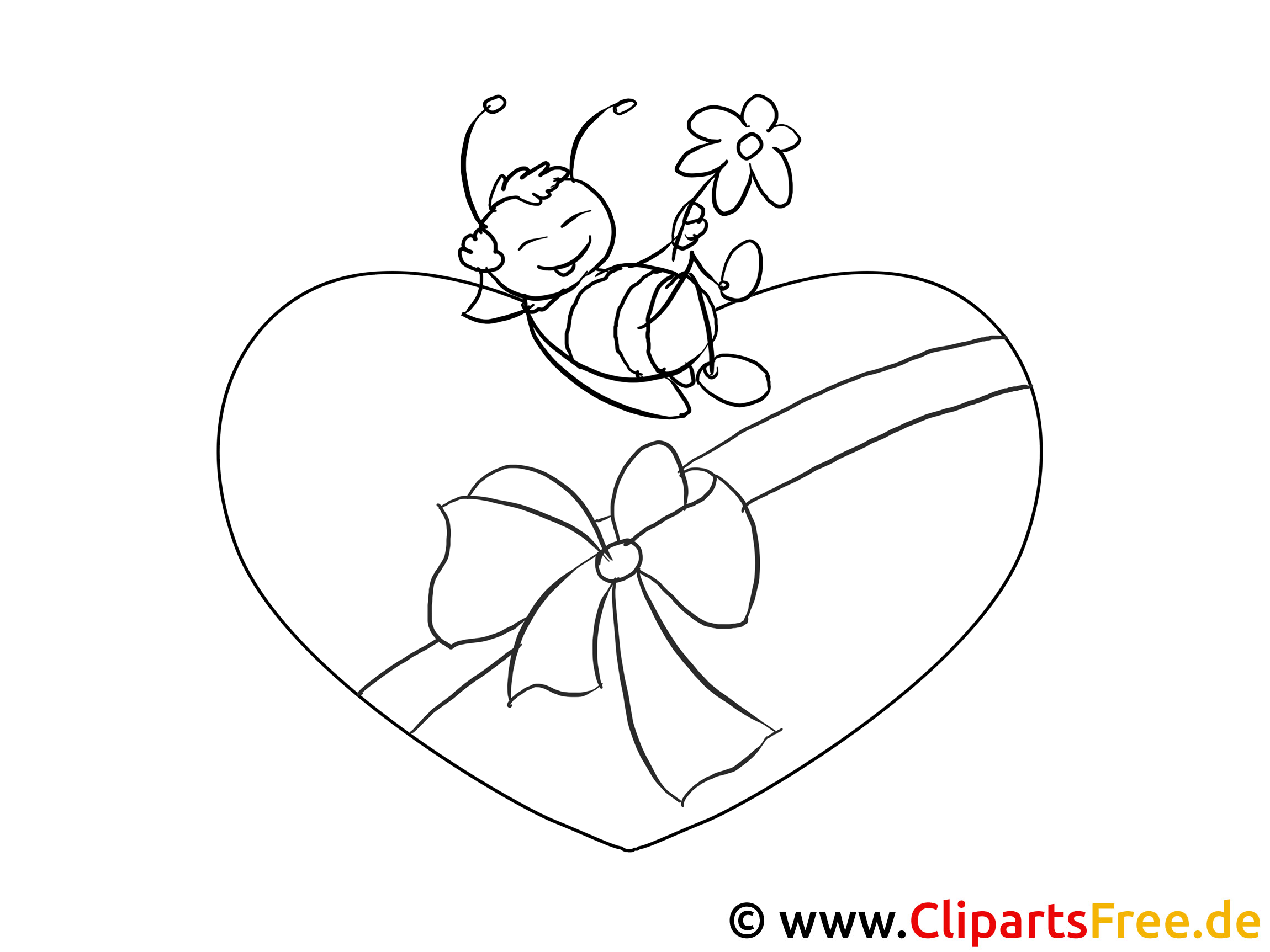Verliebte Biene Valentinstag Bilder zum Ausmalen