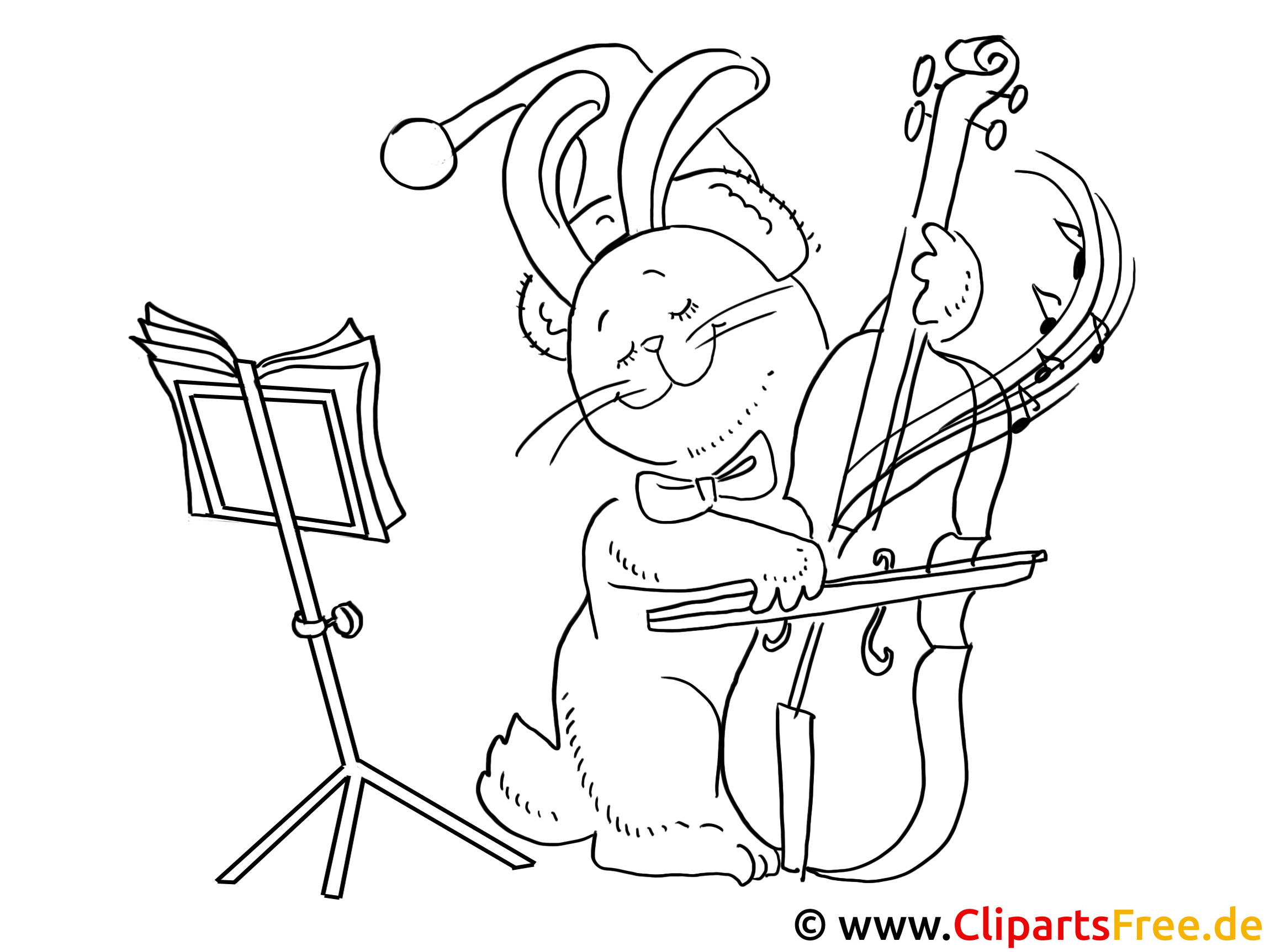 ausmalen weihnachten  katze mit geige musiziert