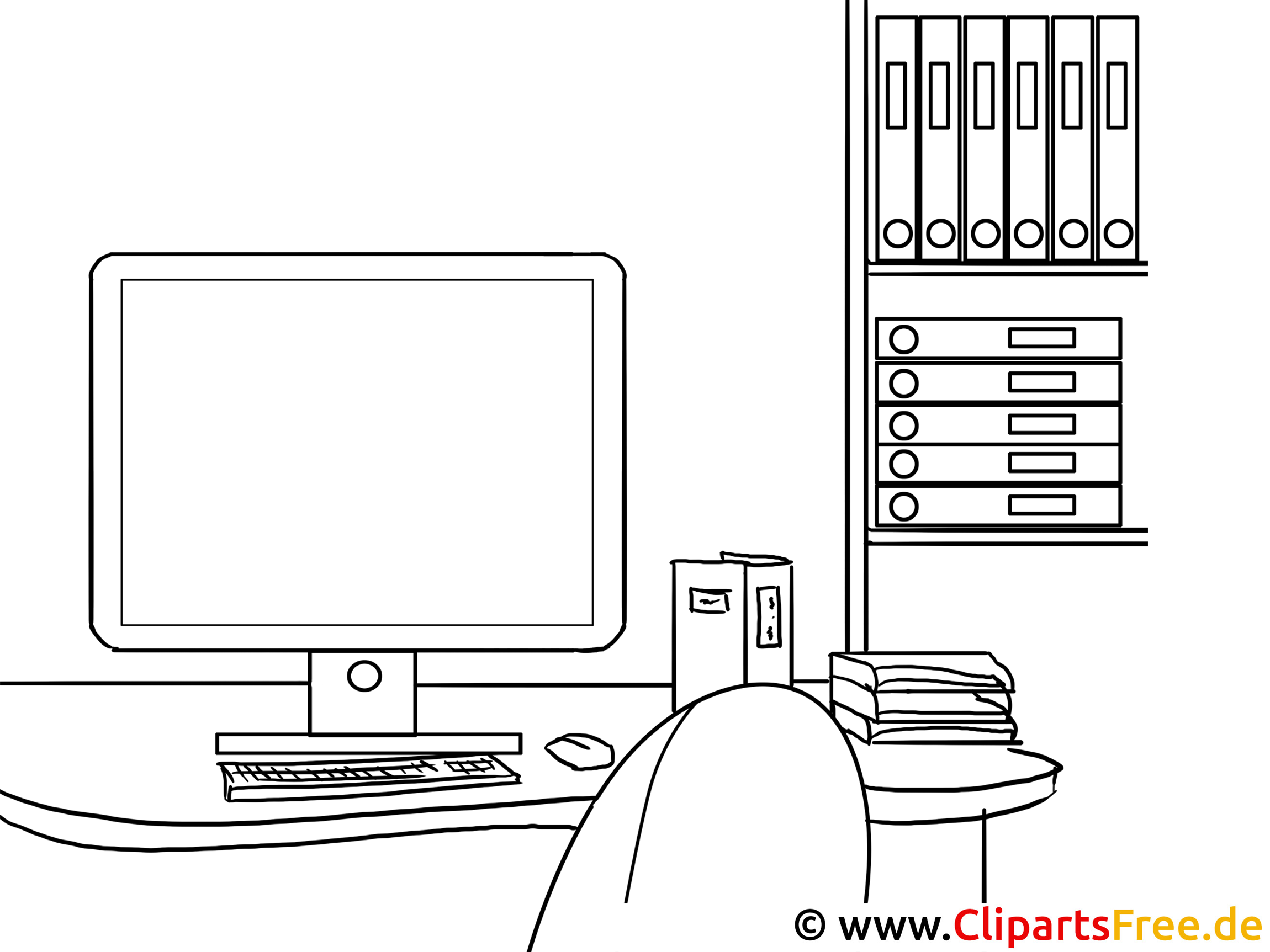 Computer Büroregal Ausmalbild
